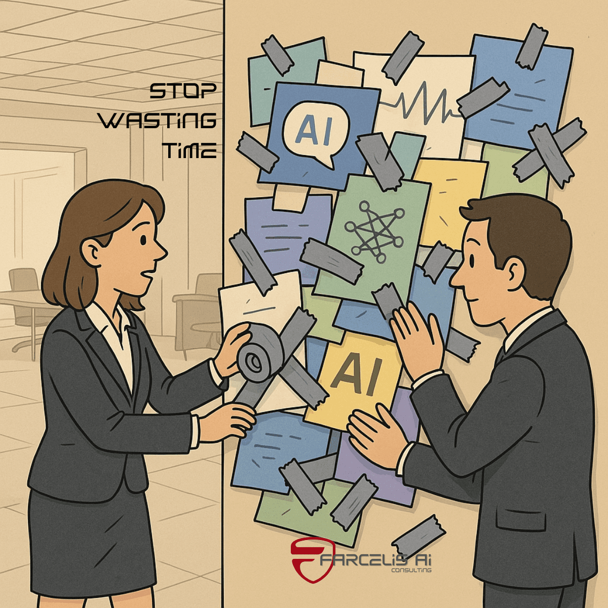 Duct tape campaign artwork for a broken digital marketing article