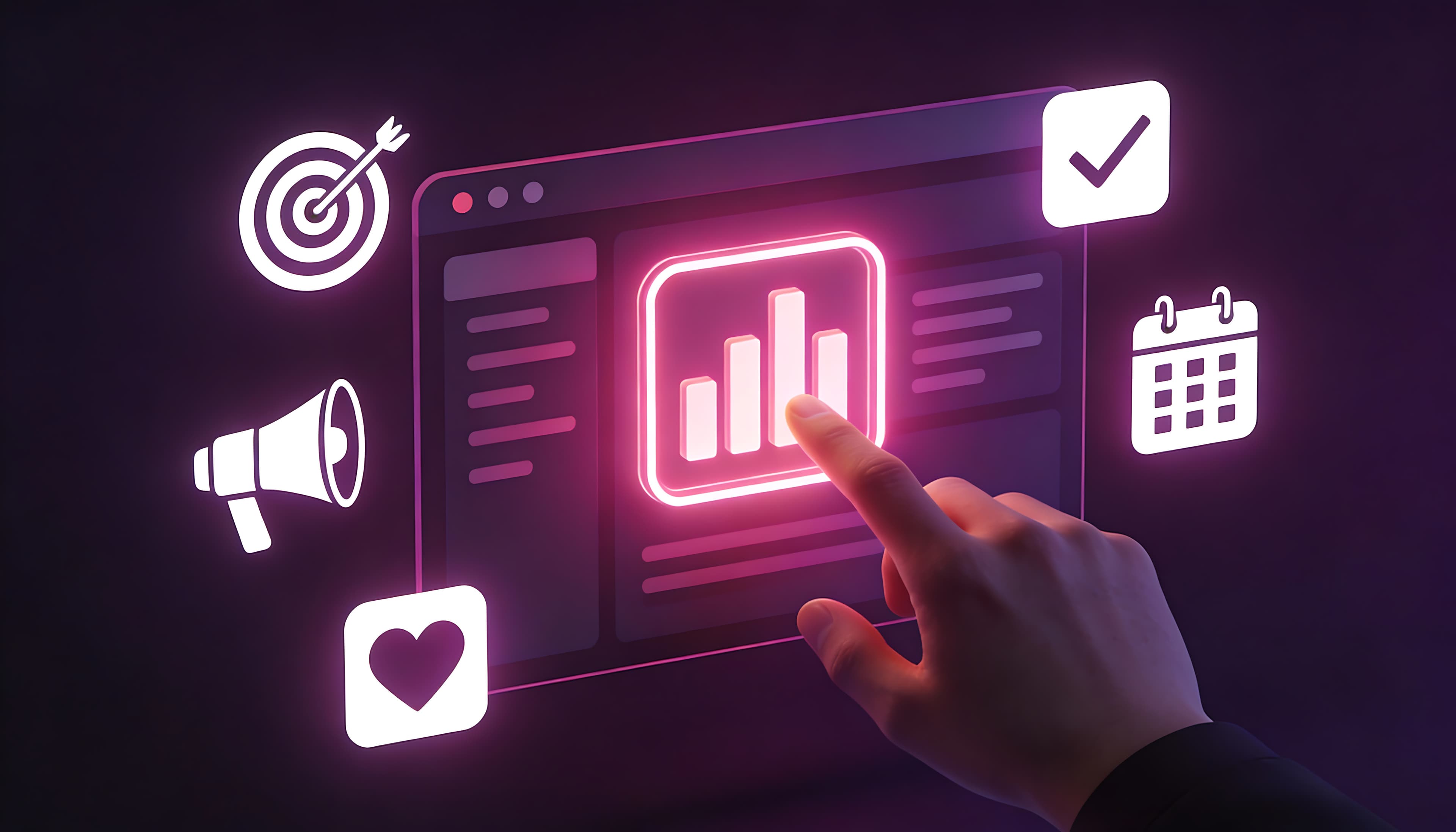 Dark digital marketing and revenue system dashboard